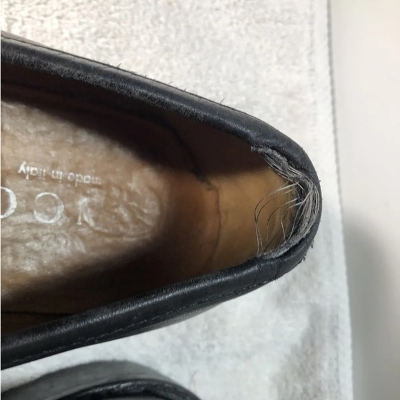GUCCI Mens Gold Horsebit Black Leather Loafers size 9 main image 12